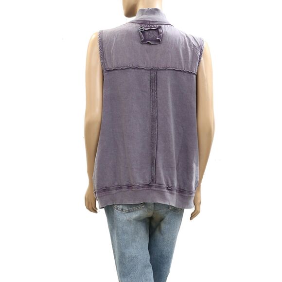 Free People We The Free Vest Jacket Top Utility Cotton Vintage M New 284629 - Picture 3 of 5